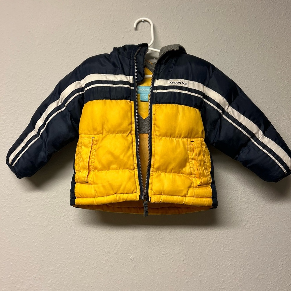Kids Toddler London Fog Yellow and Navy Winter Jacket 2T